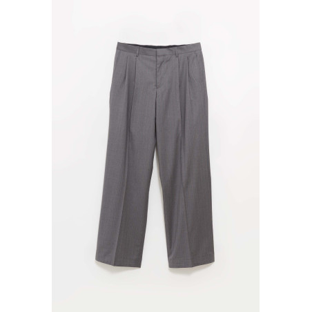 SUNFLOWER GREY MELANGE STRIPE WIDE PLEATED TROUSER